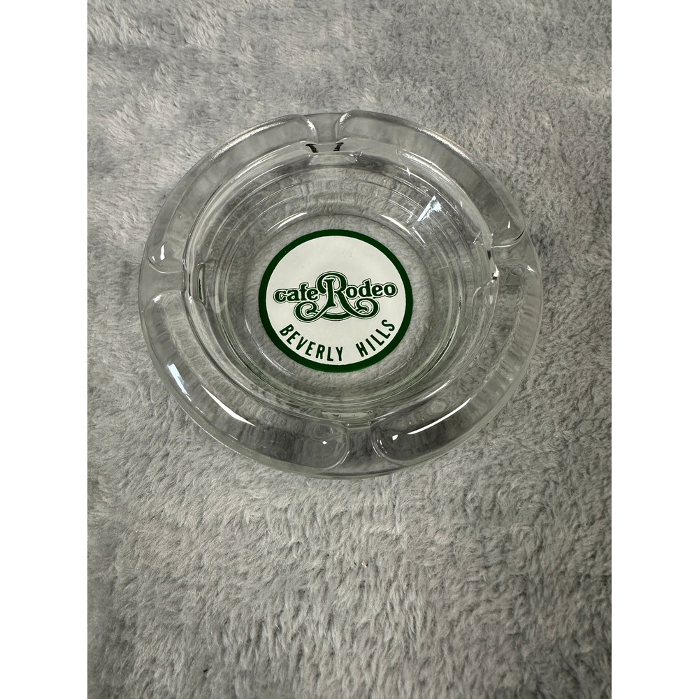 Vintage Cafe Rodeo Beverly Hills Clear Glass Advertising Ashtray 5 Inch